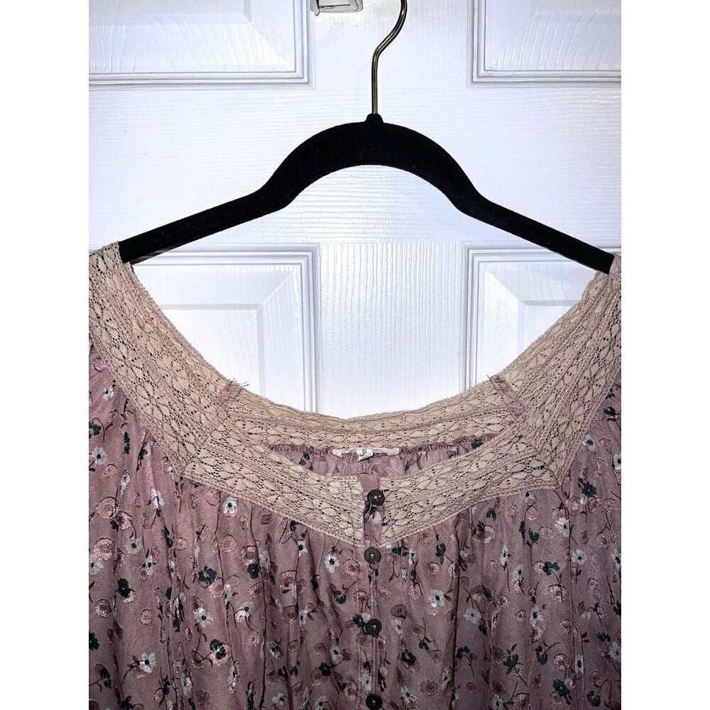 Easel Boho Semi Sheer Button Boho Peasant Lagenlo… - image 4